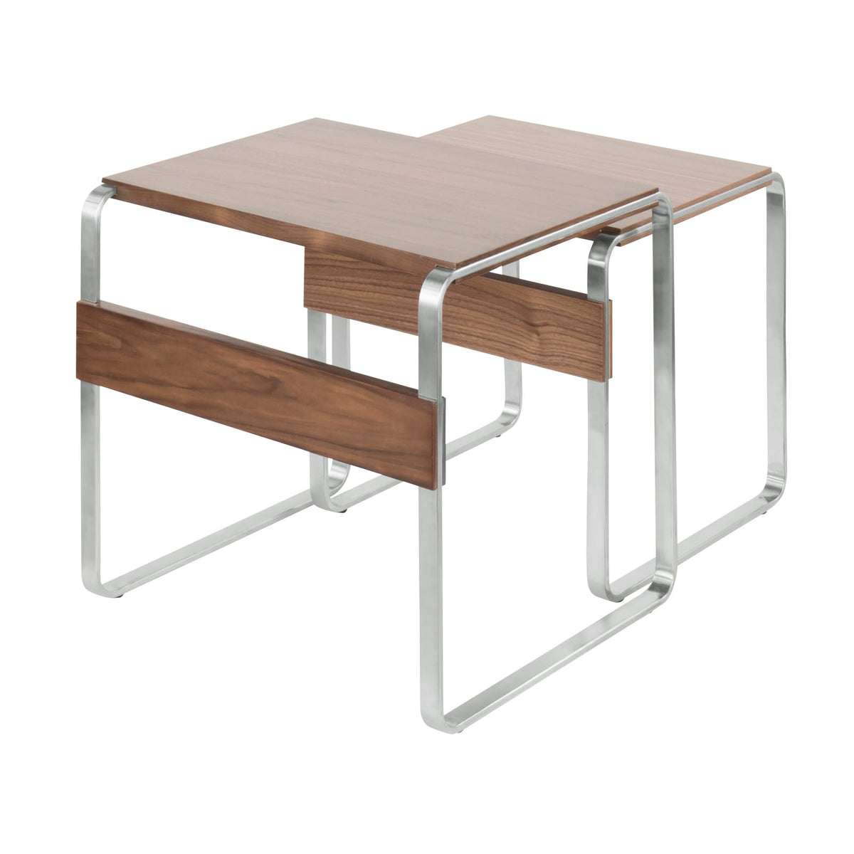 Mid-Century Nesting Tables - Walnut & Stainless Steel