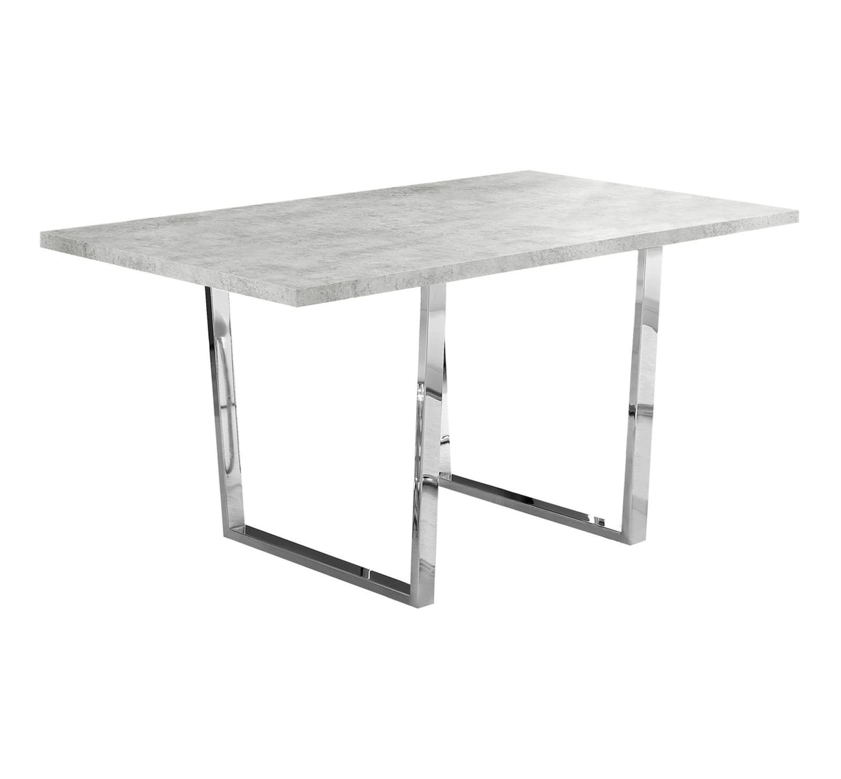 Dining Table, 60" Rectangular, Grey Laminate, Chrome Metal Legs