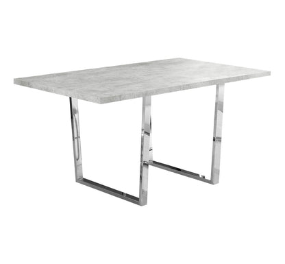 Dining Table, 60" Rectangular, Grey Laminate, Chrome Metal Legs