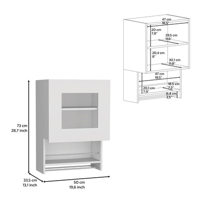 Kitchen Wall Cabinet 29" H - White with Towel Rack & Spice Shelf