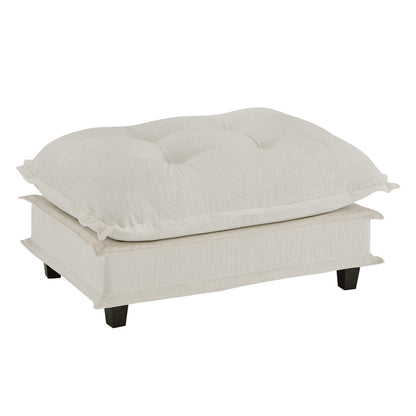 Beige Chenille Modular Sofa - 3 Seat Ottoman for Living Room