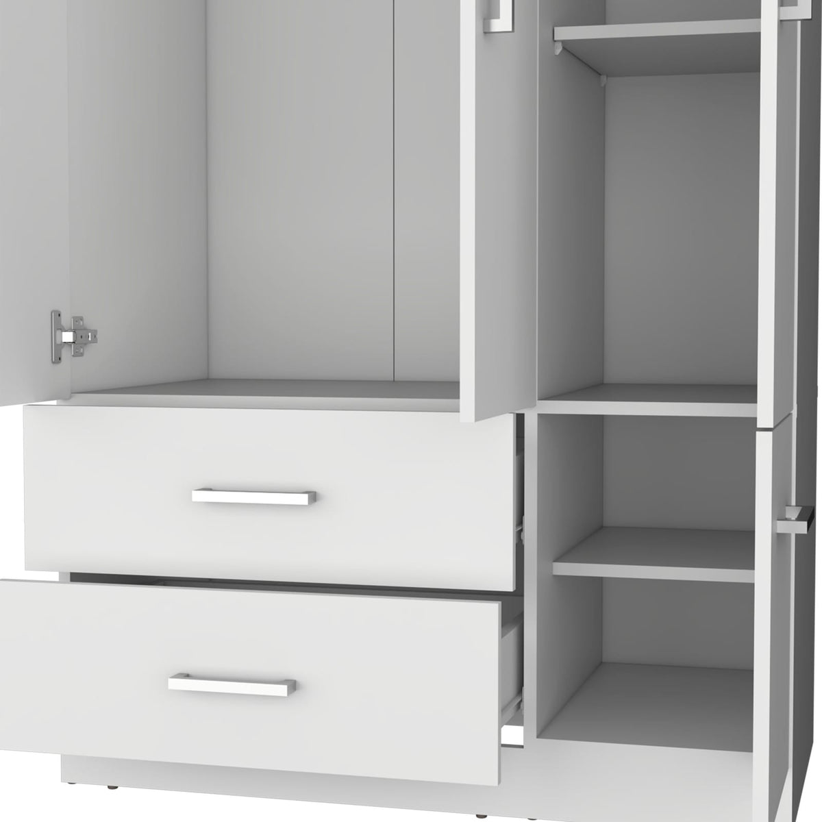 71" White Wardrobe with Hanging Rail & 6 Shelves for Bedroom
