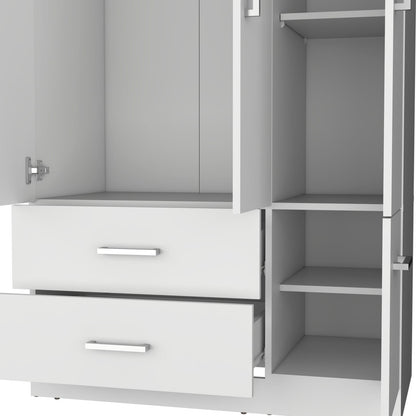 71" White Wardrobe with Hanging Rail & 6 Shelves for Bedroom