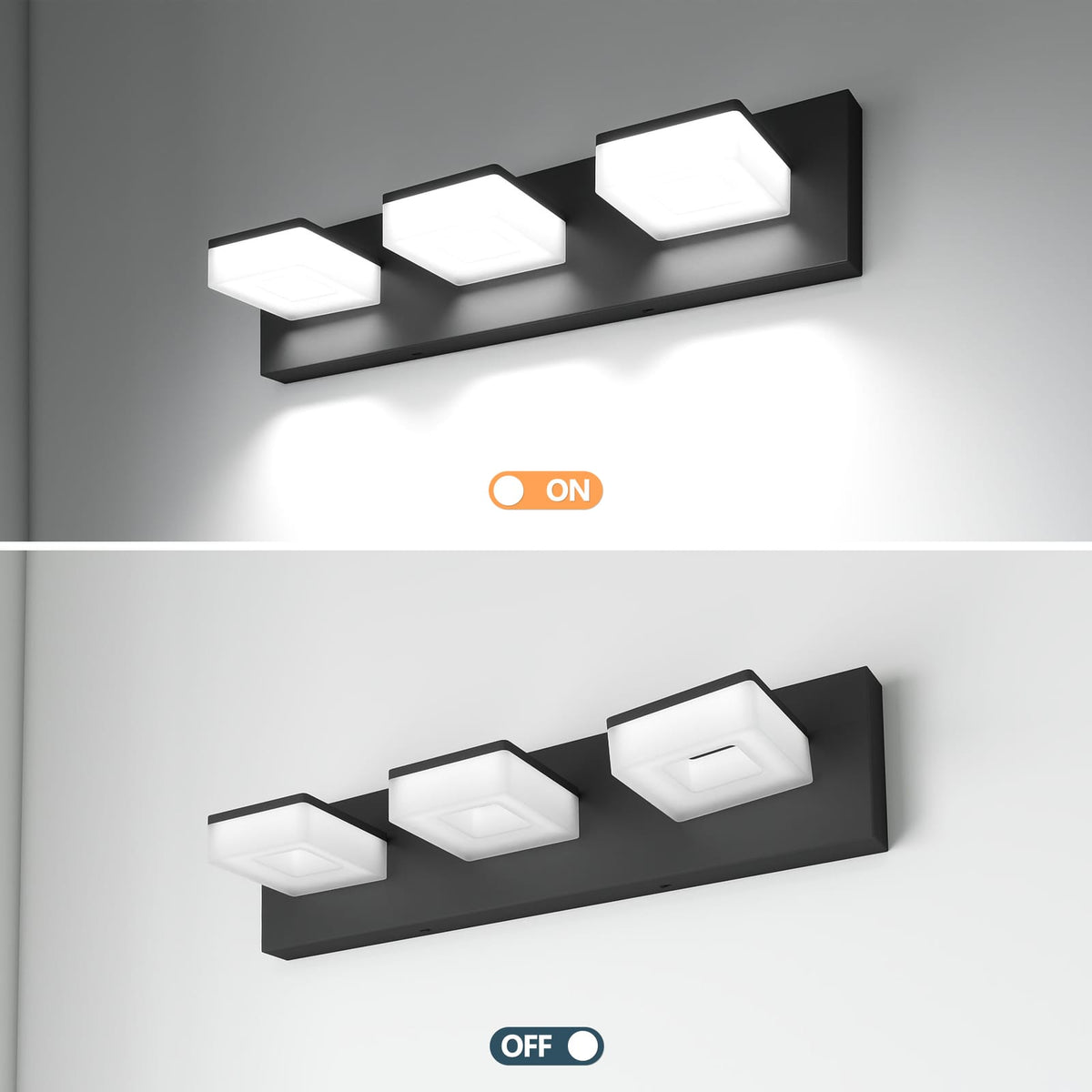Black Iron Bathroom Vanity Light 3-Light Fixture