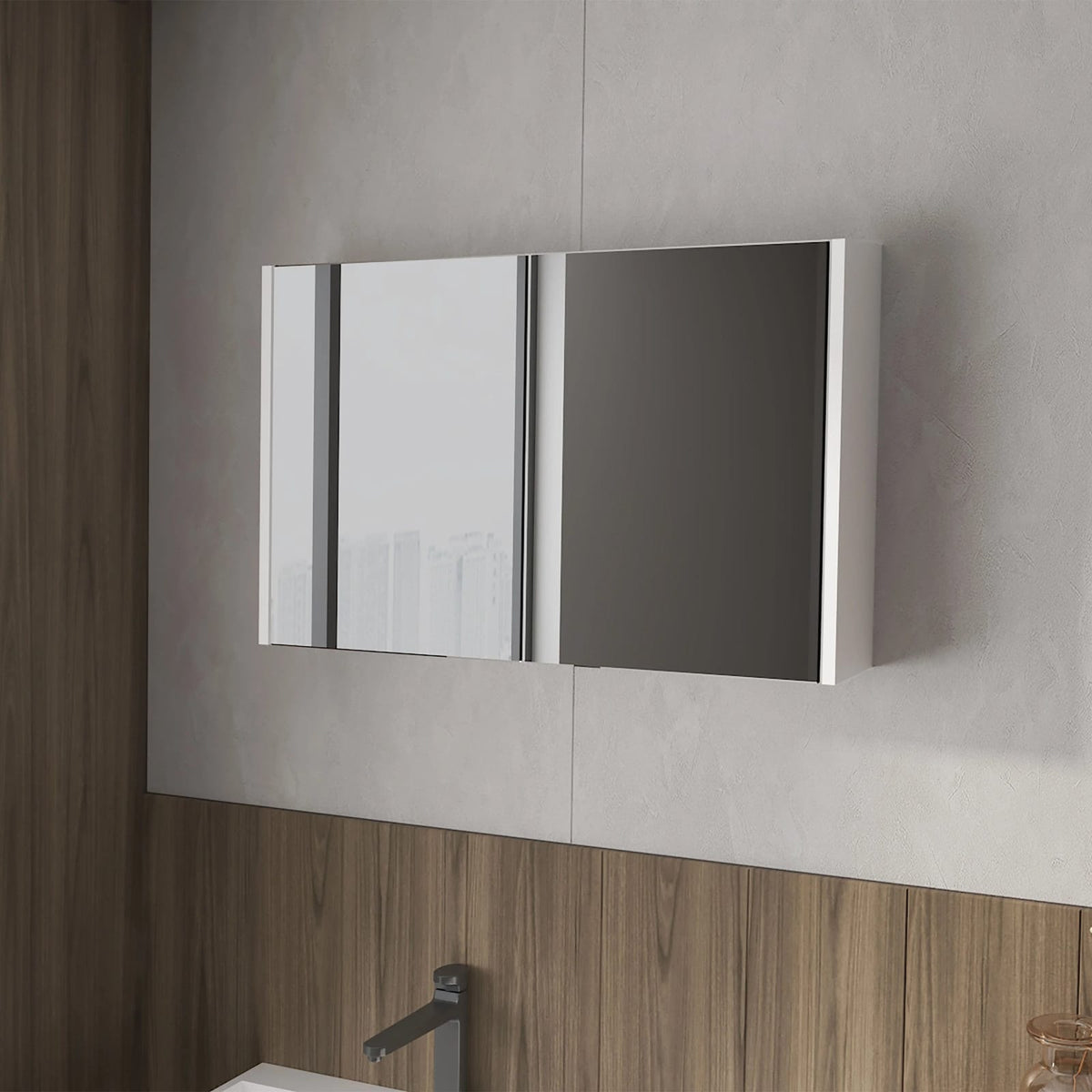 White Medicine Cabinet with 2 Doors & Mirror - Wall Mounted Storage