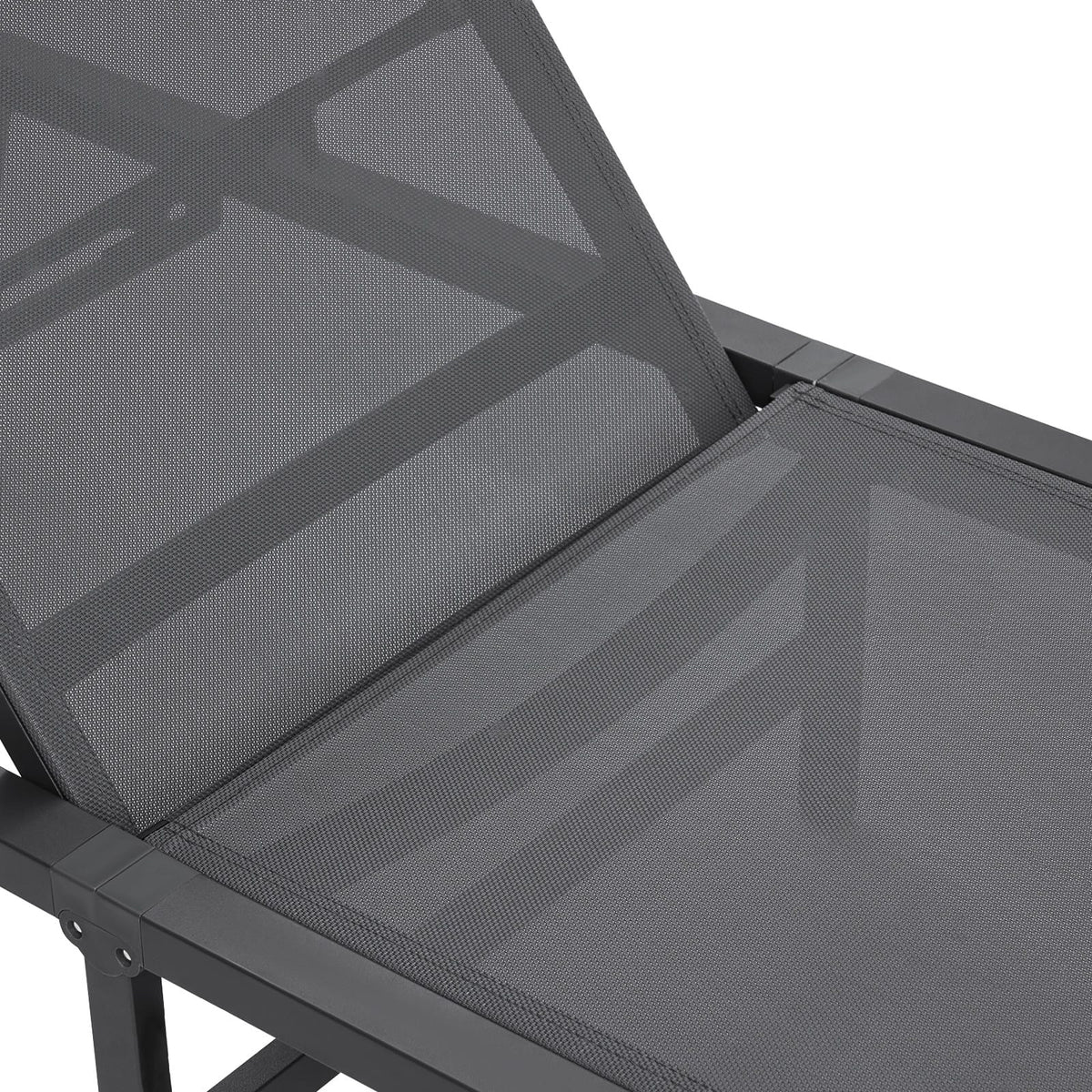 Dark Gray Aluminum Patio Chaise Lounge Chair - 5 Positions
