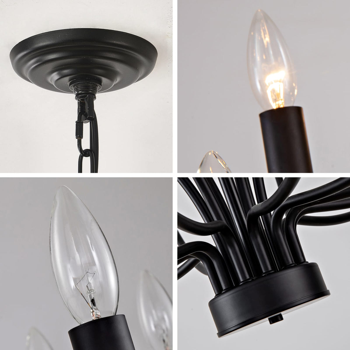 Black Iron Chandelier - 18 Light Floral Design