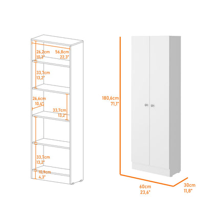 Buxton Rectangle 2-Door Tall Cabinet - White Particle Board