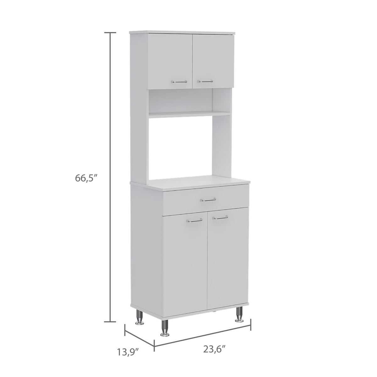 White Pantry Cabinet with Two Doors & Shelves