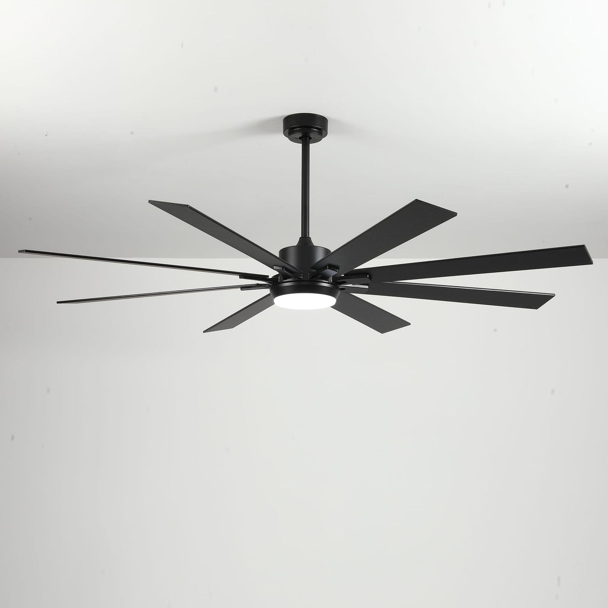 72 Inch Ceiling Fan with LED Light - Matte Black Wood Blades