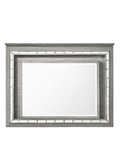 Light Gray Oak Mirror with LED - Bathroom & Bedroom Storage
