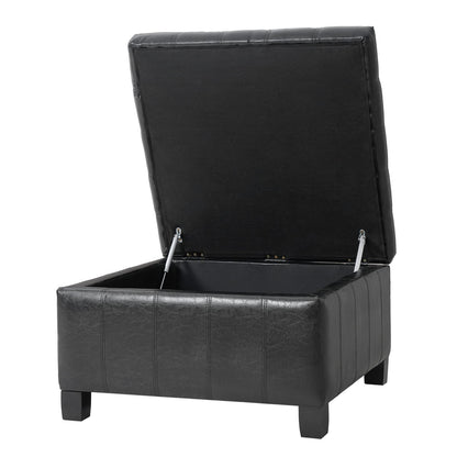 Black Storage Ottoman with Lift-Top - 30.25" Square for Living Room