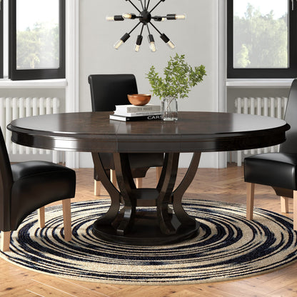 Espresso Wood Dining Table with Extension Leaf for Family Dining Room
