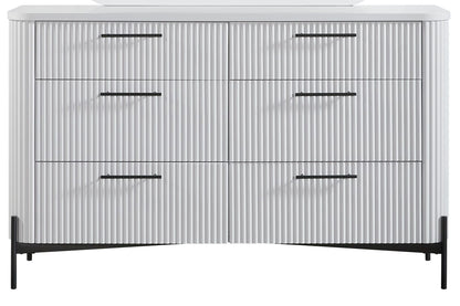 White 6 Drawer Dresser - Solid Wood MDF Bedroom Storage