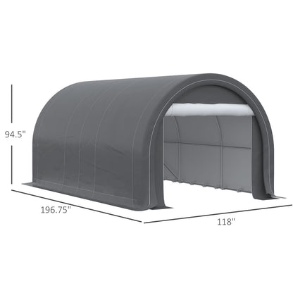 Outsunny 10' x 16' Carport - Heavy Duty Steel Garage Tent, Grey