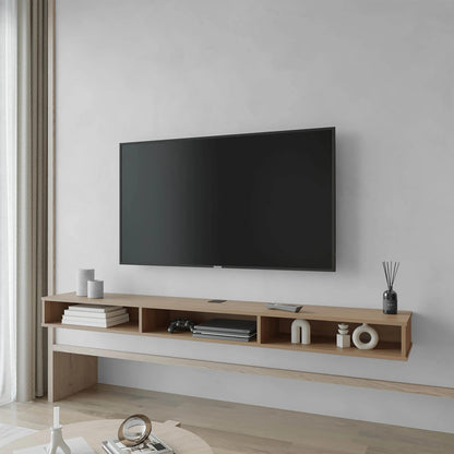 Ash Wood TV Stand with Open Storage - 60-69 Inch TVs