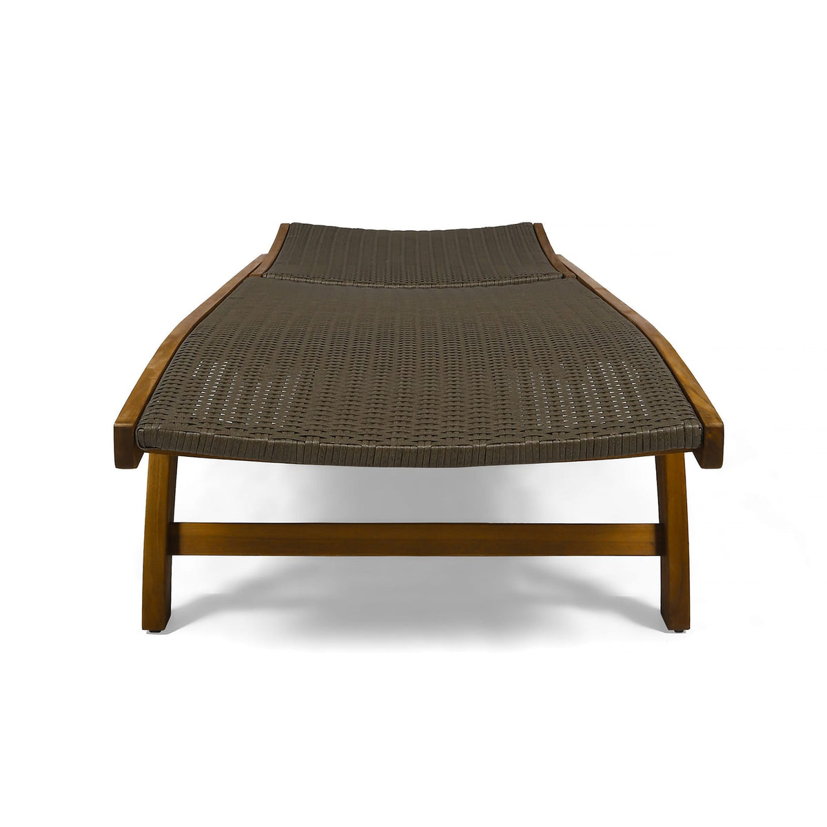 Brown Acacia Wood Chaise Lounge Set - 2 Piece Outdoor Patio Seating