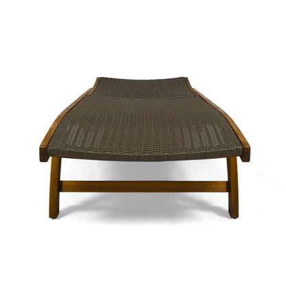 Brown Acacia Wood Chaise Lounge Set - 2 Piece Outdoor Patio Seating
