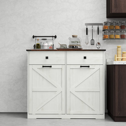Farmhouse Trash Cabinet - 20 Gallon Capacity, Hidden Storage