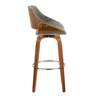 Grey Fabric Barstools Set of 2 - Mid-Century Style