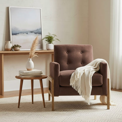 Espresso Polyester Accent Chair - 31.38" Square Arms for Living Room