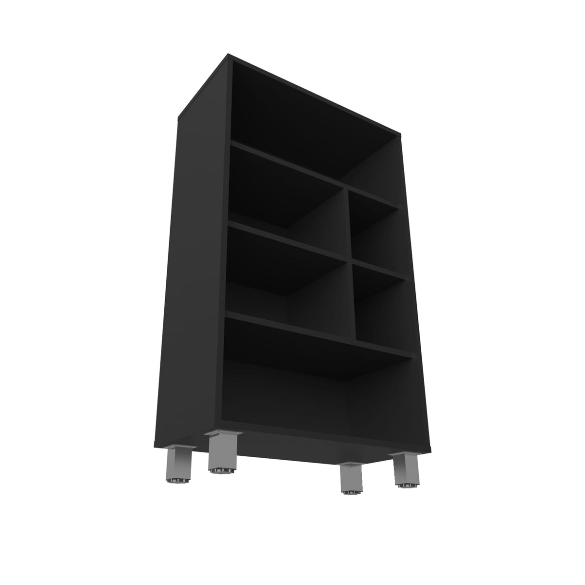 Black Melamine Bookcase 6 Shelves Storage Cabinet