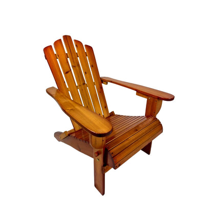 Foldable Wood Adirondack Chair - Oak Finish, Outdoor Patio Seating