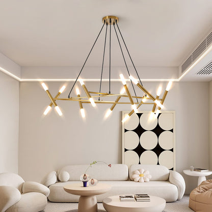 Gold Iron Chandelier Light Fixture 40.9" Dining Room Pendant Light