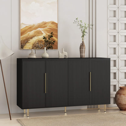 Black Buffet Cabinet with Storage - Modern Sideboard Table