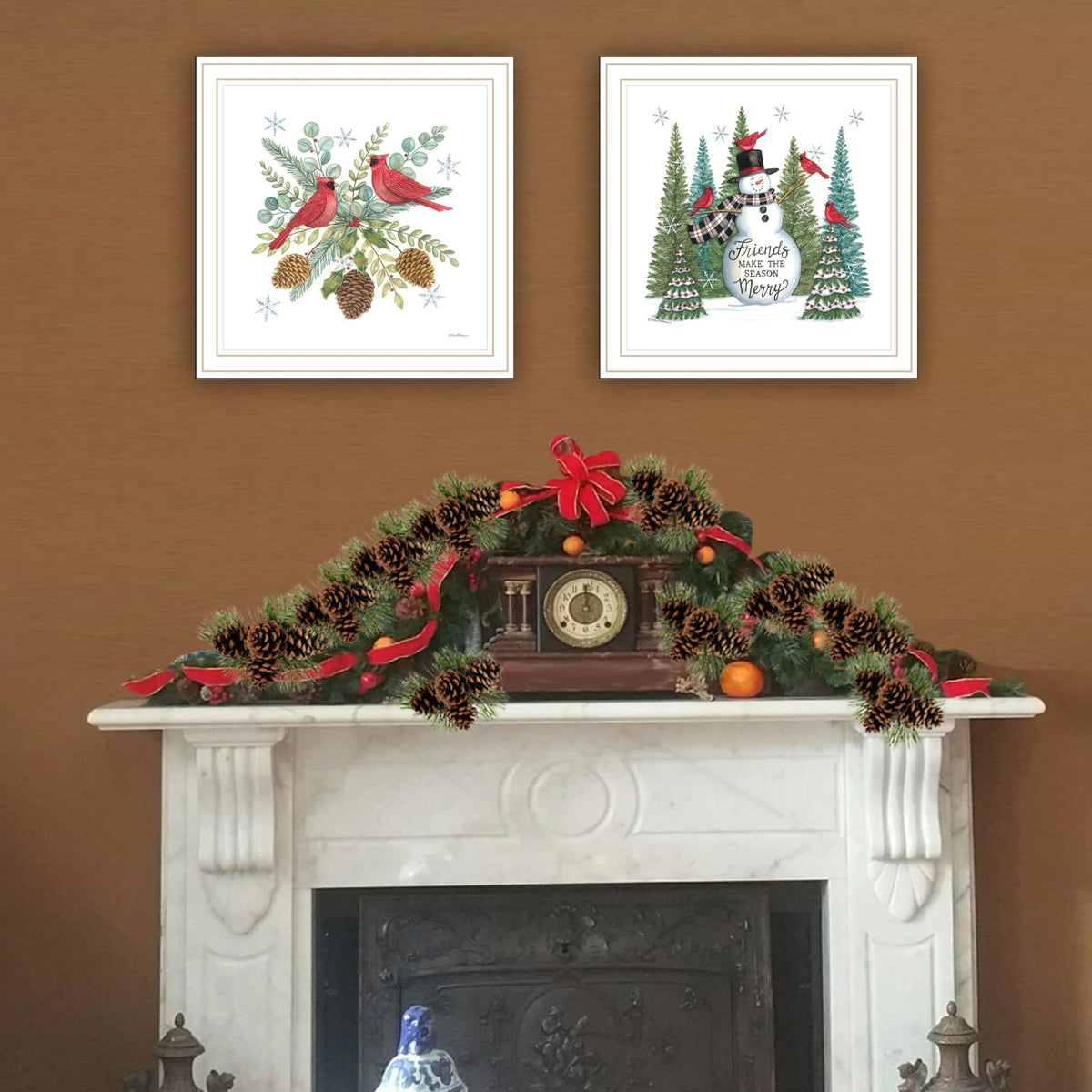 Multicolor Wood Paper Wall Art - 2 Piece Vignette Decor