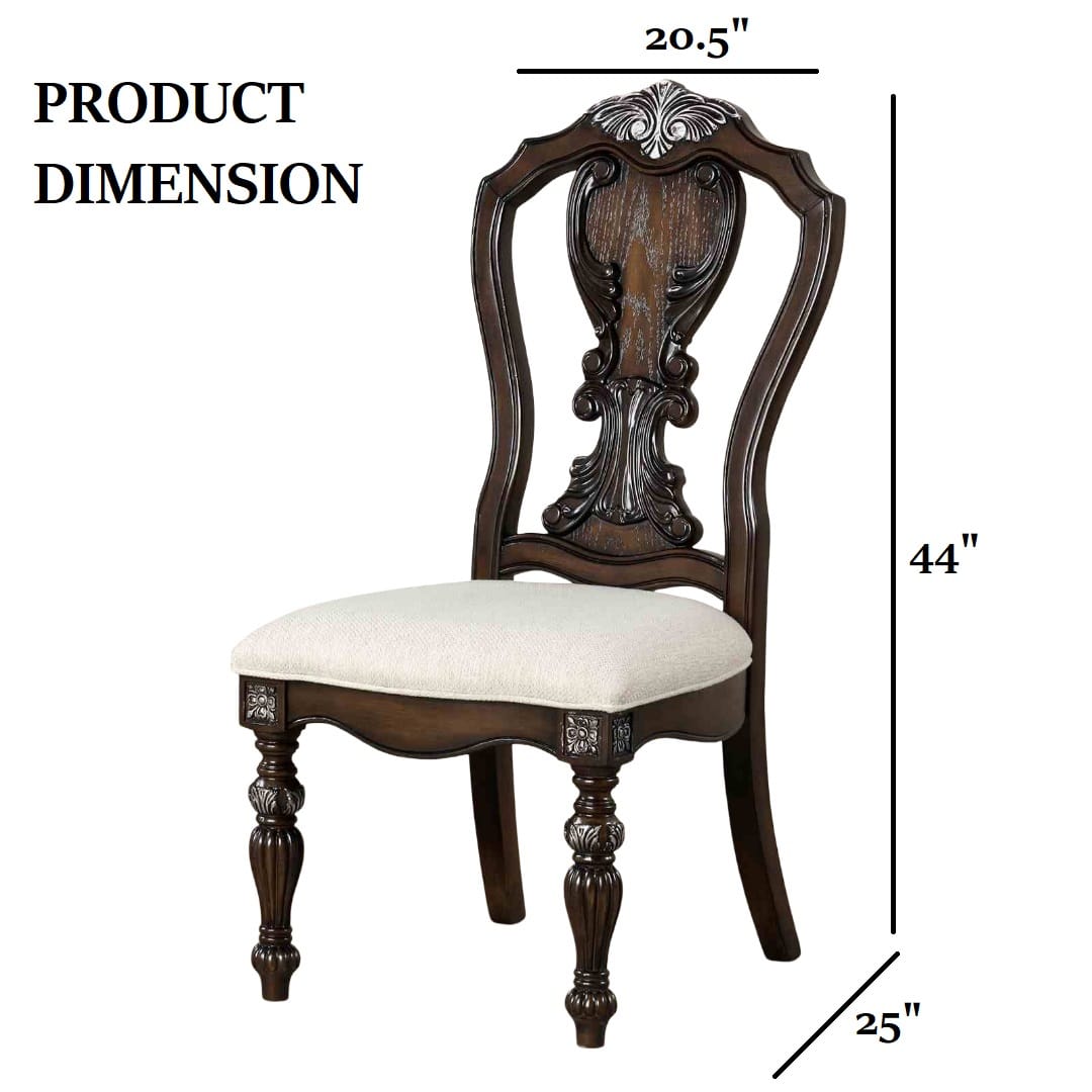 Traditional Dark Brown Solid Wood Side Chairs for Dining Room