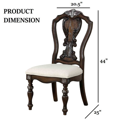 Traditional Dark Brown Solid Wood Side Chairs for Dining Room