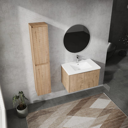30" Wall-Mounted Bathroom Vanity - Plywood, Soft Close Doors
