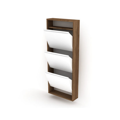 Hide 3 Tier Wood Frame Shoe Storage - Walnut Cabinet