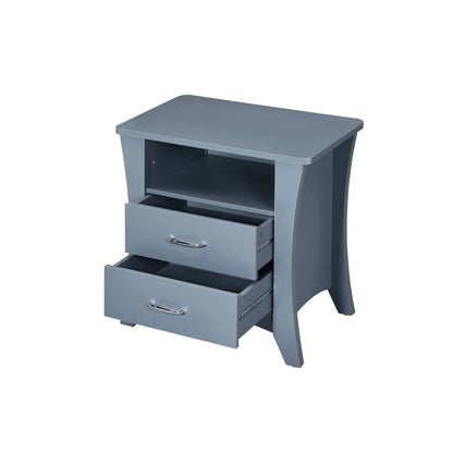 Gray Rectangular Nightstand with Storage Drawers