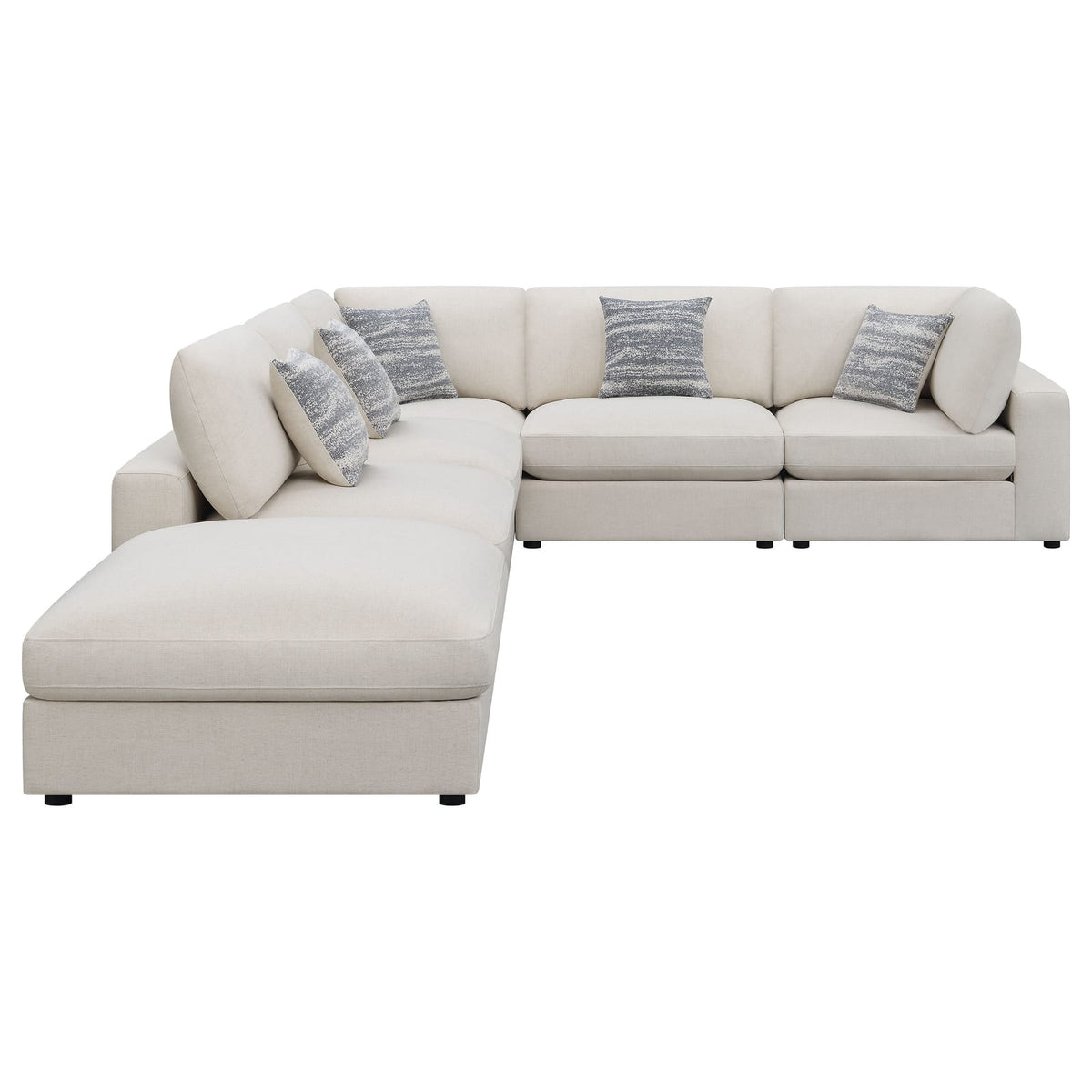 Large Beige Upholstered 6 Seat Sectional Sofa