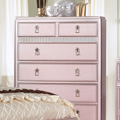 Contemporary Rose Gold Mirror Chest - Bedroom Dresser