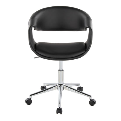 Black Faux Leather Swivel Task Chair - Chrome Base