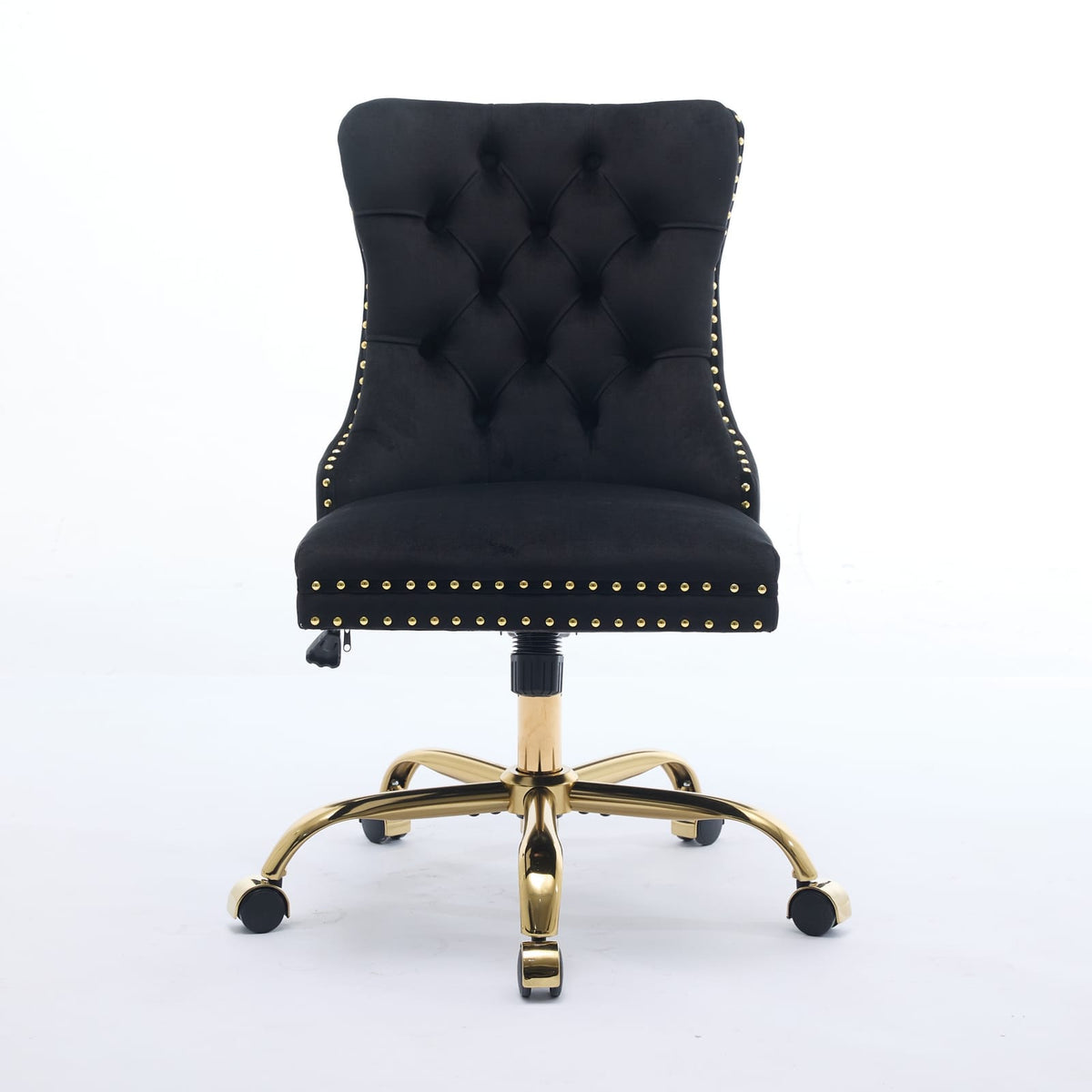 A&A Furniture Office Chair - Black Velvet, Golden Base