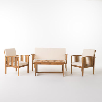 Brown Acacia Wood Patio Loveseat & Chair Set