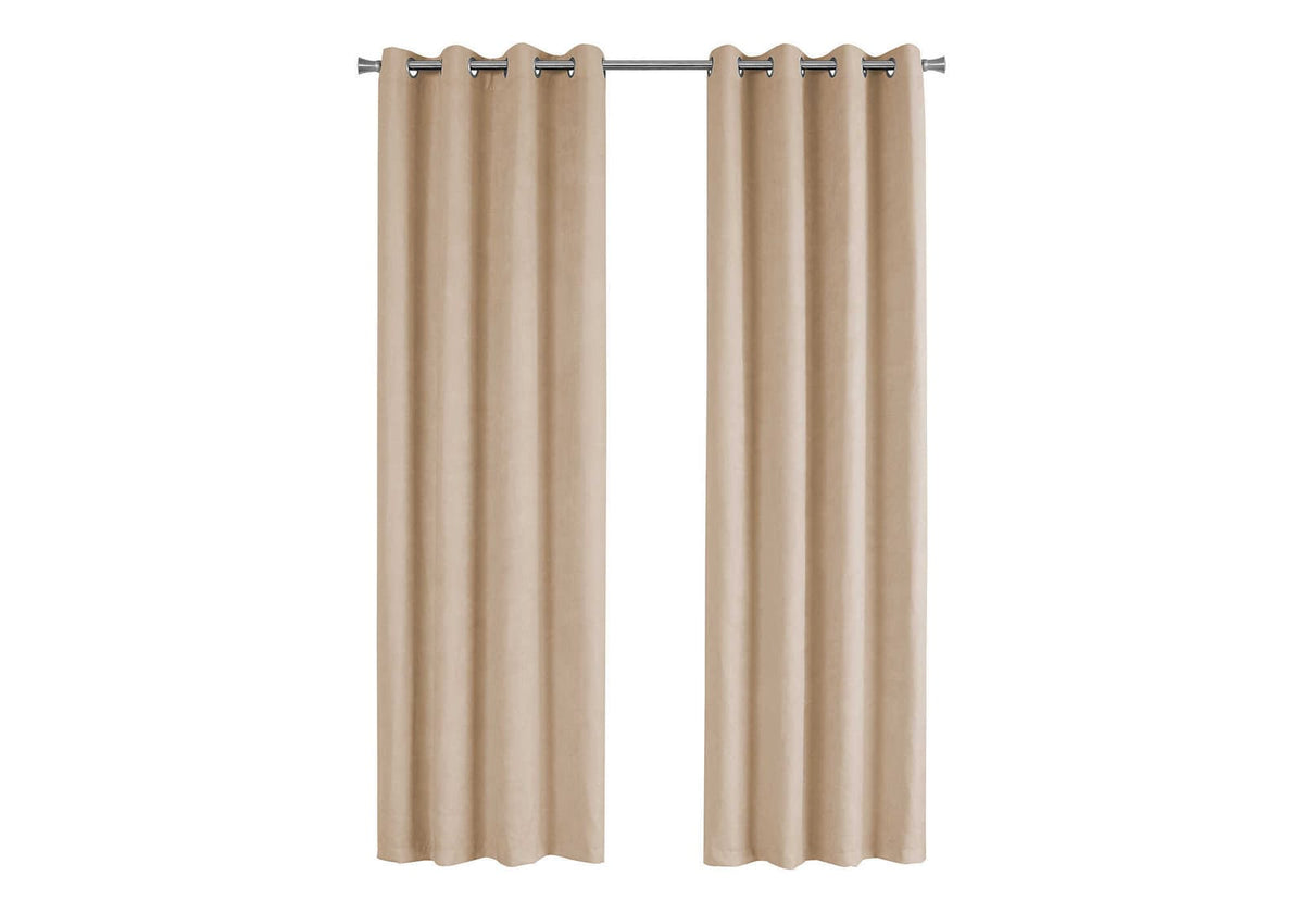 2 Panels Beige Micro Suede Curtains 54"W x 84"H Room Darkening Grommet Top