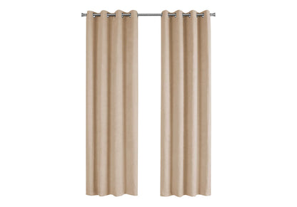 2 Panels Beige Micro Suede Curtains 54"W x 84"H Room Darkening Grommet Top