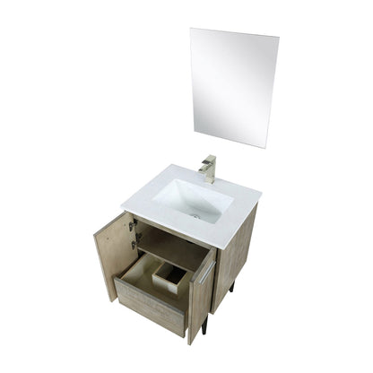 Acacia Wood Bath Vanity with Quartz Top & Mirror