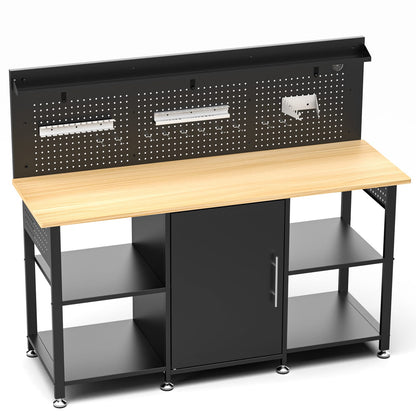 60" Heavy Duty Workbench with Storage - Black MDF Metal