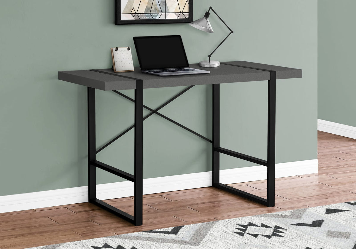Grey Computer Desk - 48" L Home Office Desk with Black Metal Legs