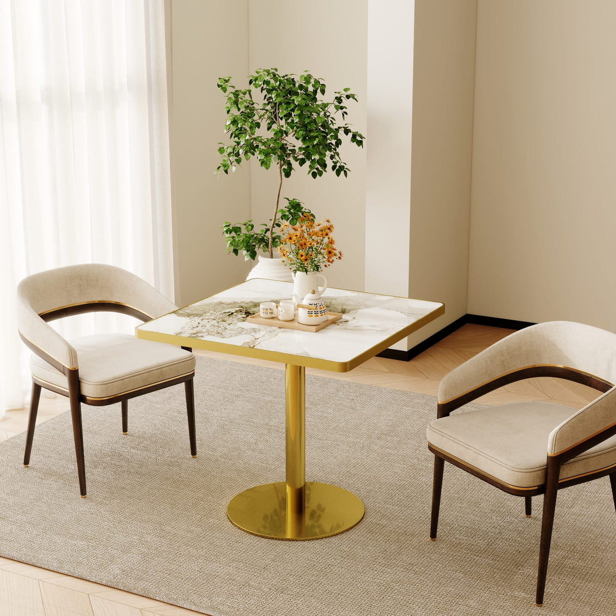 Light Slate Grey Sintered Stone Outdoor Table - 31.5 Inch Modern Dining Table