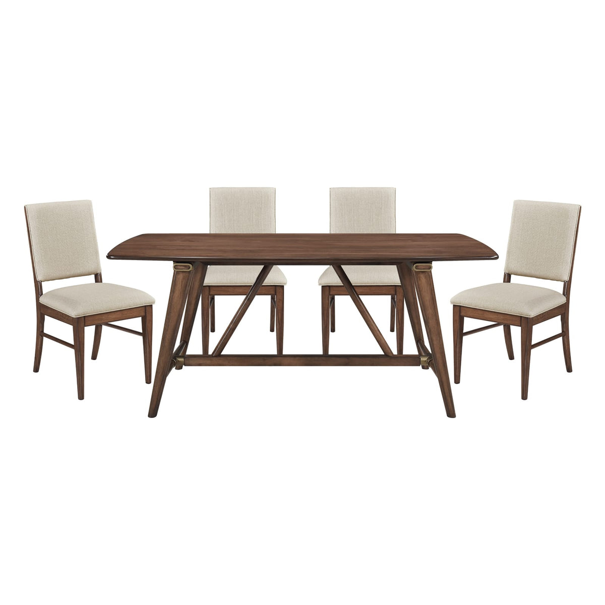 4-Person Brown Wood Dining Table Set