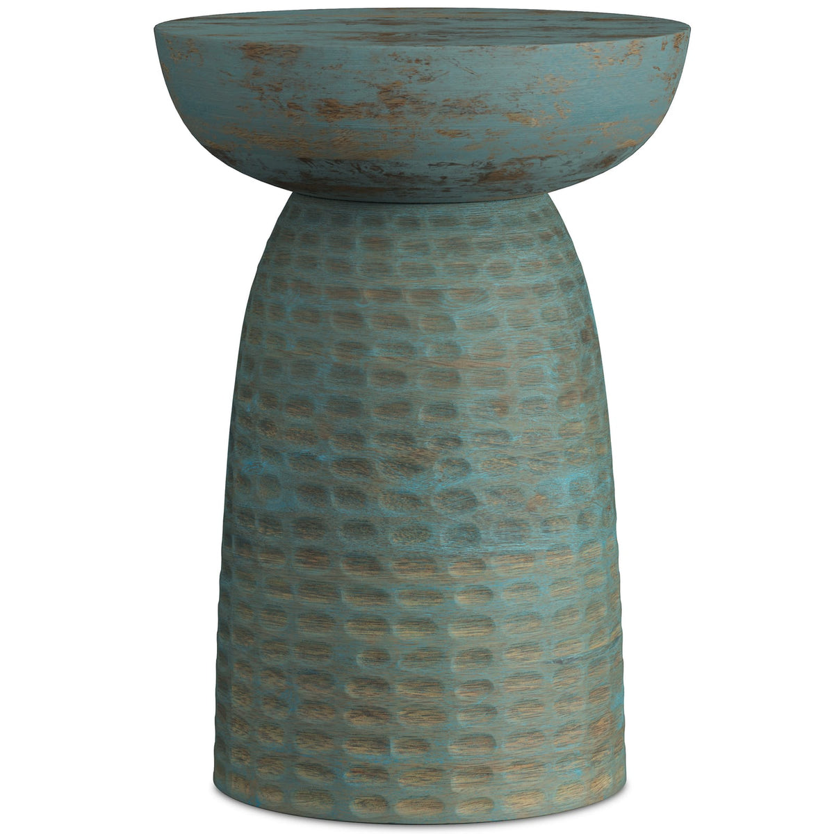 Blue Mango Wood Accent Table - 12.6" for Living Room