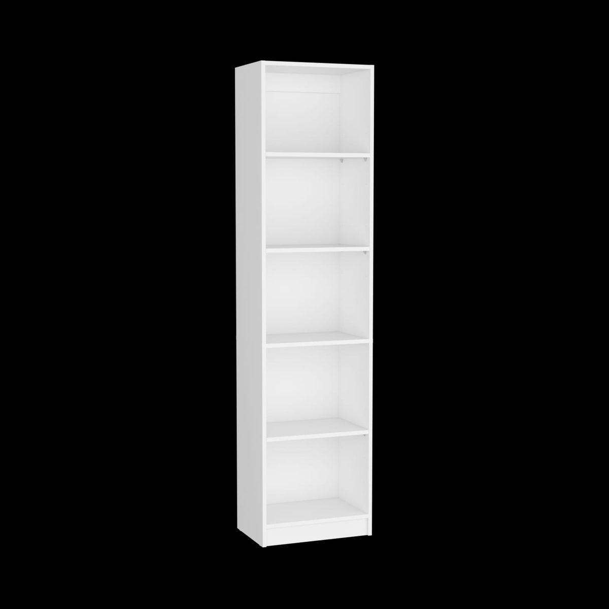 White Engineered Wood Bookcase - 5 Shelves, 17.7"W for Living Room