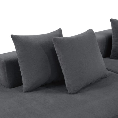 Dark Grey Acacia Wood L-Shaped Sofa Bed Sectional for Living Room